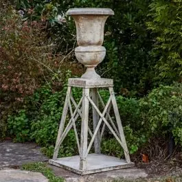 New Arrival Tall Aged Metal Urn On Stand