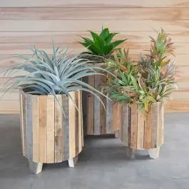 Recycled Wood Footed Planter Set of 3 Fresh Stock