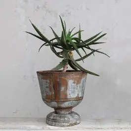 Instant Buy Distressed Metal Footed Planter Pot 16 Inch