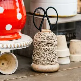 Authentic Decorative Wooden Jute Spool With Garden Shears