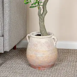 Seasonal Sale Whitewashed Textured Terracotta Urn Pot
