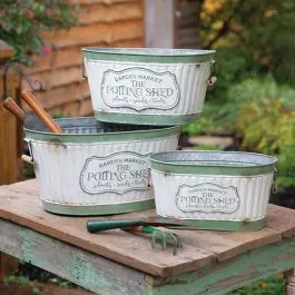 Galvanized Potting Shed Bucket Set of 3 Time-Limited