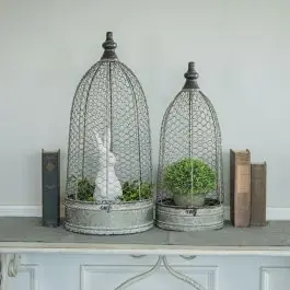 Rustic Metal Tabletop Garden Trellis Planters Set of 2 Markdown