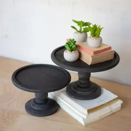 High Quality Classic Round Wood Display Pedestal Set of 2