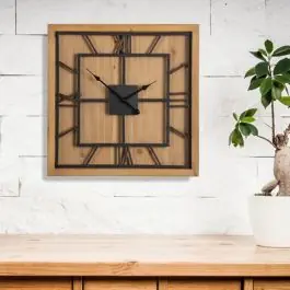 Fresh Stock Time Square Wood and Metal Wall Clock