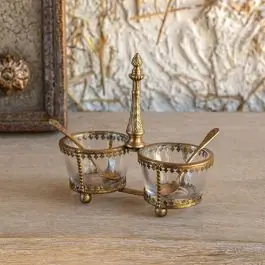 Limited Edition Antiqued Salt Cellar with Spoons Set
