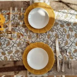 While Supplies Last Flowing Floral Block Print Table Runner