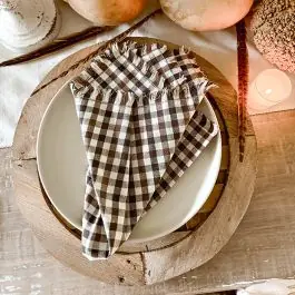 Bulk Order Shades of Brown Gingham Napkin Set of 4