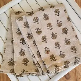 Fast Shipping Flowing Floral Block Print Napkin Set of 4