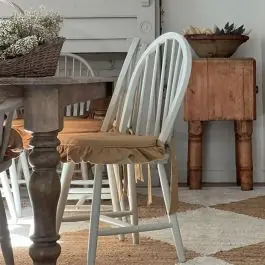 Natural Burlap Ruffled Chair Cushion Set of 4 Trending