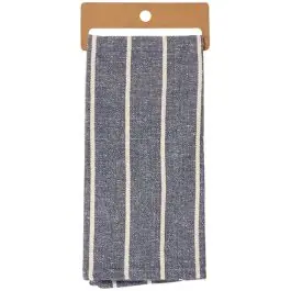 No Minimum Order Striped Blue Cotton Kitchen Towel Set of 2