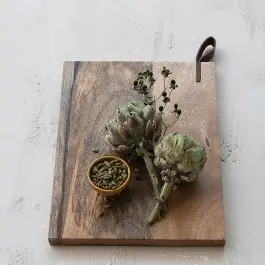 Worldwide Shipping Rustic Charcuterie Board With Leather Handle