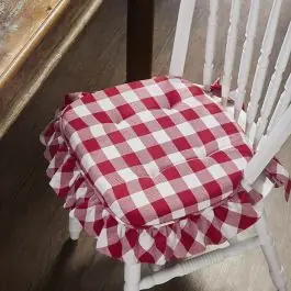 Free Returns Red Buffalo Check Ruffled Chair Cushion Set of 4