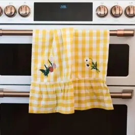 While Supplies Last Yellow Gingham Farmhouse Dish Towel