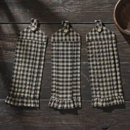 Shop Now Primitive Black Check Button Loop Tea Towel Set of 3