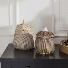 Carved Ceramic Acorn Canister Price Cut