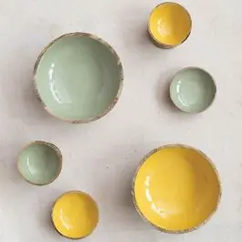 Enameled Mango Wood 2.75 Inch Bowl Set of 2 Time-Limited