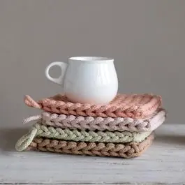 Crocheted Cotton Square Potholder Set of 4 Next Day Delivery