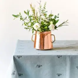 Embroidered Florals Linen Tablecloth Next Day Delivery