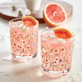 Free Returns Boho Florals Cocktail Glass Set of 2