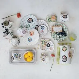 Embossed Hand Painted Stoneware Dish Collection Flash Sale