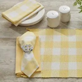 Grab Now Sunshine Buffalo Plaid Fabric Napkin Set of 4