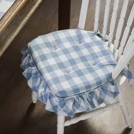 Wholesale Blue Buffalo Check Ruffled Seat Cushion Set of 2