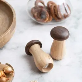 In Demand Wooden Mushroom Salt and Pepper Shaker Set