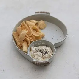 Stoneware Chip and Dip Tray With Handles Same Day Shipping