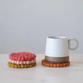 Shades Of Boho Felt Ball Coaster Set of 4 Markdown