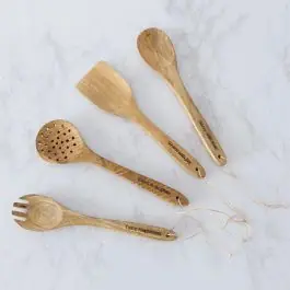 4 Piece Engraved Wood Spoon Set Special Discount