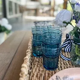 Patina Vie French Colored Remis Blue Tumbler Set of 6 by Antique Farm House Price Cut