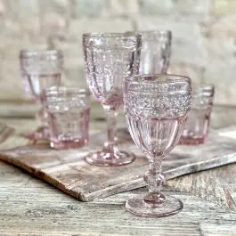Premium Patina Vie Blush Glassware by Antique Farmhouse Set of 6