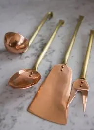 4 Piece Copper Utensil Set With Hanging Rod Seasonal Sale