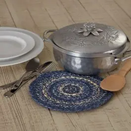 Farmhouse Blues Braided Jute Trivet Set of 4 Buy Online