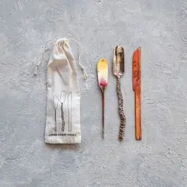3 Piece Copper Canape Knife Set in Drawstring Bag While Supplies Last