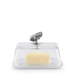 Arthur Court Butterfly Topped Glass Butter Dish Price Drop