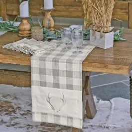 Affordable Woodland Farmhouse Check Antler Table Runner