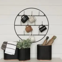 Aged Metal Round Wall Mug Rack Original