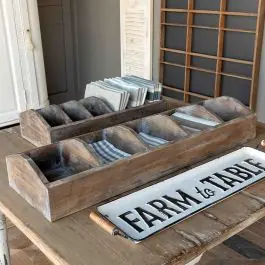 Divided Wood Farmhouse Tabletop Caddy 33 Inch No Minimum Order