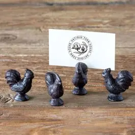 Cast Iron Rooster Card Holder Set of 4 Secure Checkout