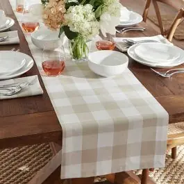Bulk Order Tan and White Buffalo Check Country Table Runner