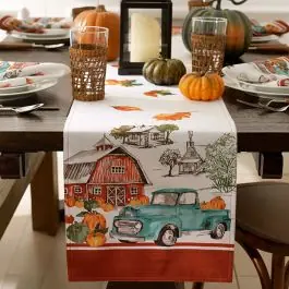 Farm Fresh Pumpkin Truck Autumn Table Runner Factory Price